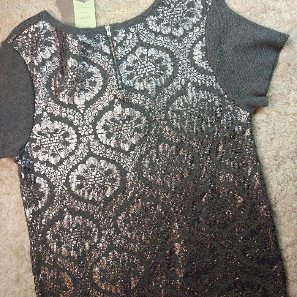 Grey and Silver Anthropologie Moth Knit top - Picture 2 of 9